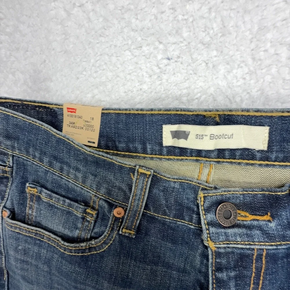 Levis 515 Bootcut Jeans Womens 8L W29 L34 Blue Denim Flap Pocket Studded NWT - Picture 10 of 10